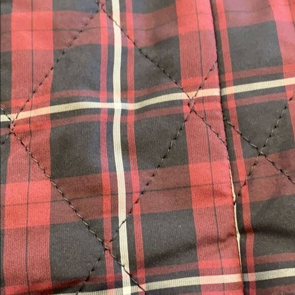 Red Plaid Quilted Petite Vest by Talbots with Corduroy Detailing - Picture 2 of 8